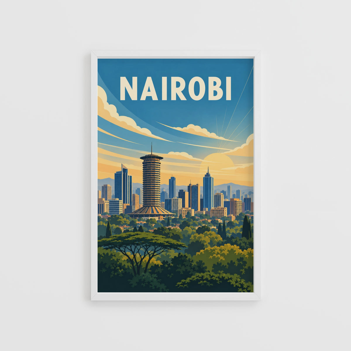 Vintage Nairobi Kenya Poster, Africa Wall Art, City Print