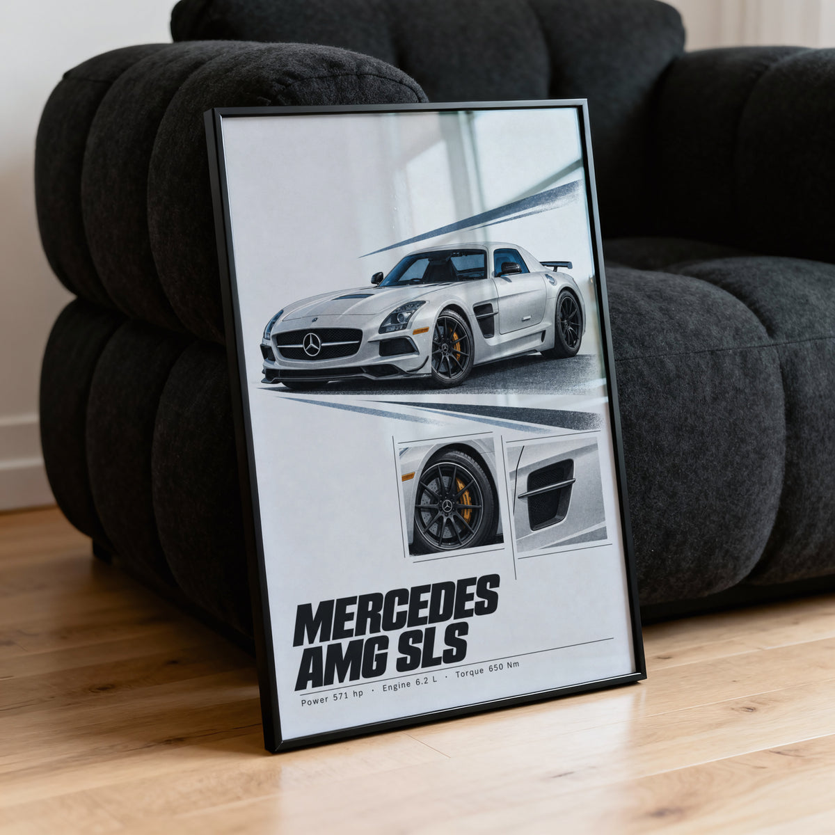 Vintage Mercedes AMG SLS Print, Supercar Wall Art