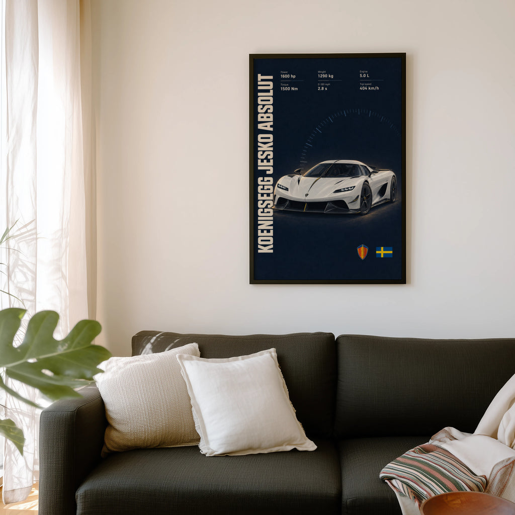 Vintage Koenigsegg Jesko Absolut Print, Supercar