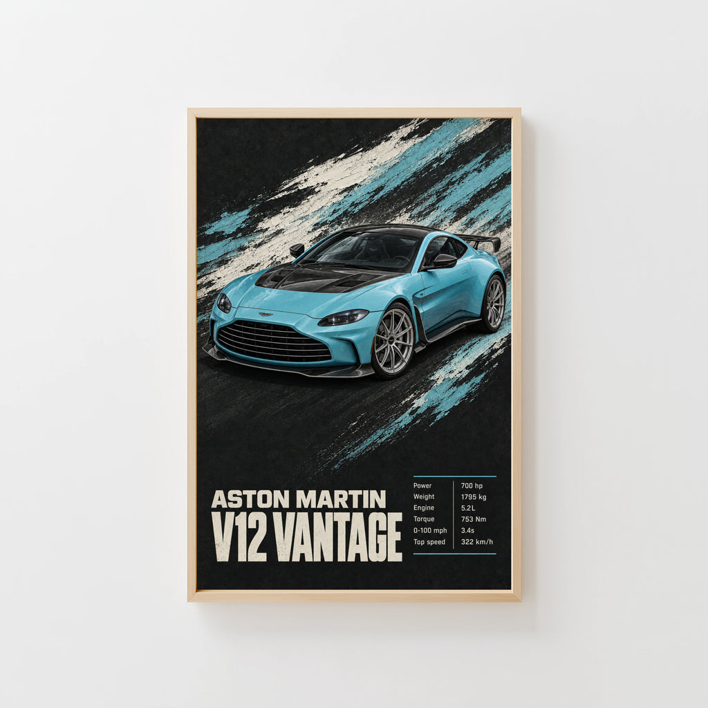 Vintage Aston Martin V12 Vantage Print, Car Wall Art