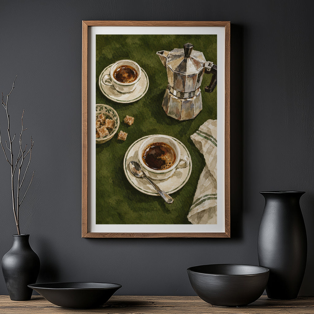 Vintage Coffee Print and Poster, Moka Pot Wall Art