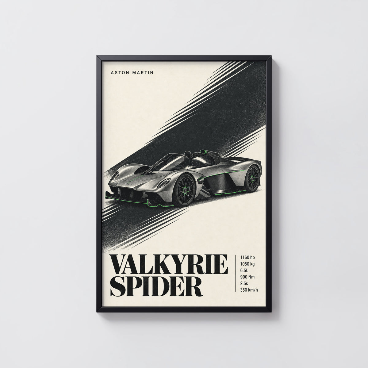 Vintage Aston Martin Valkyrie Spider Print, Car Art