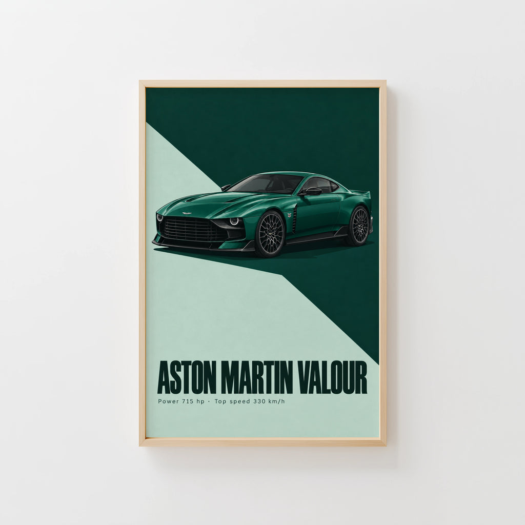 Vintage Aston Martin Valour Print, Green Car Art