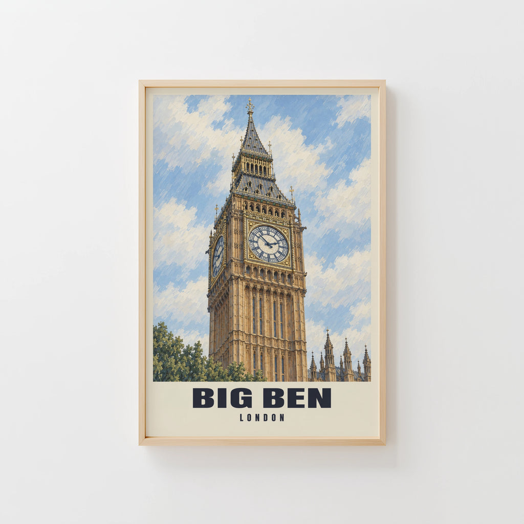 Vintage Big Ben Poster, London Wall Art, England Print