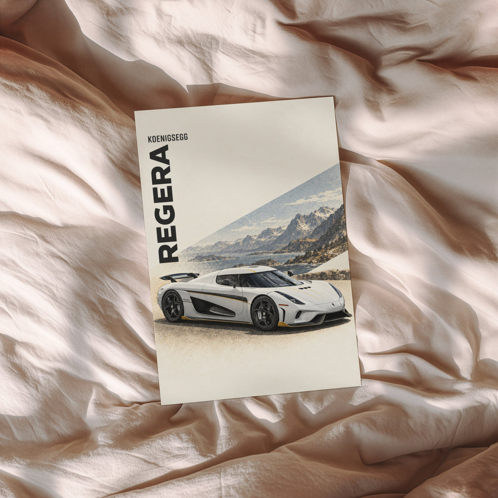 Vintage Koenigsegg Regera Print, Car Wall Art