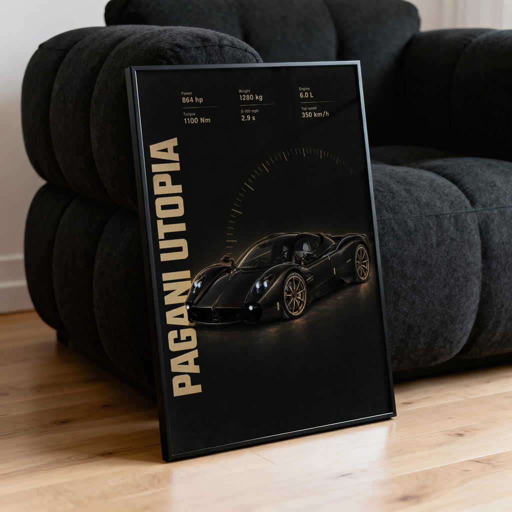 Vintage Pagani Utopia Print, Supercar Wall Art