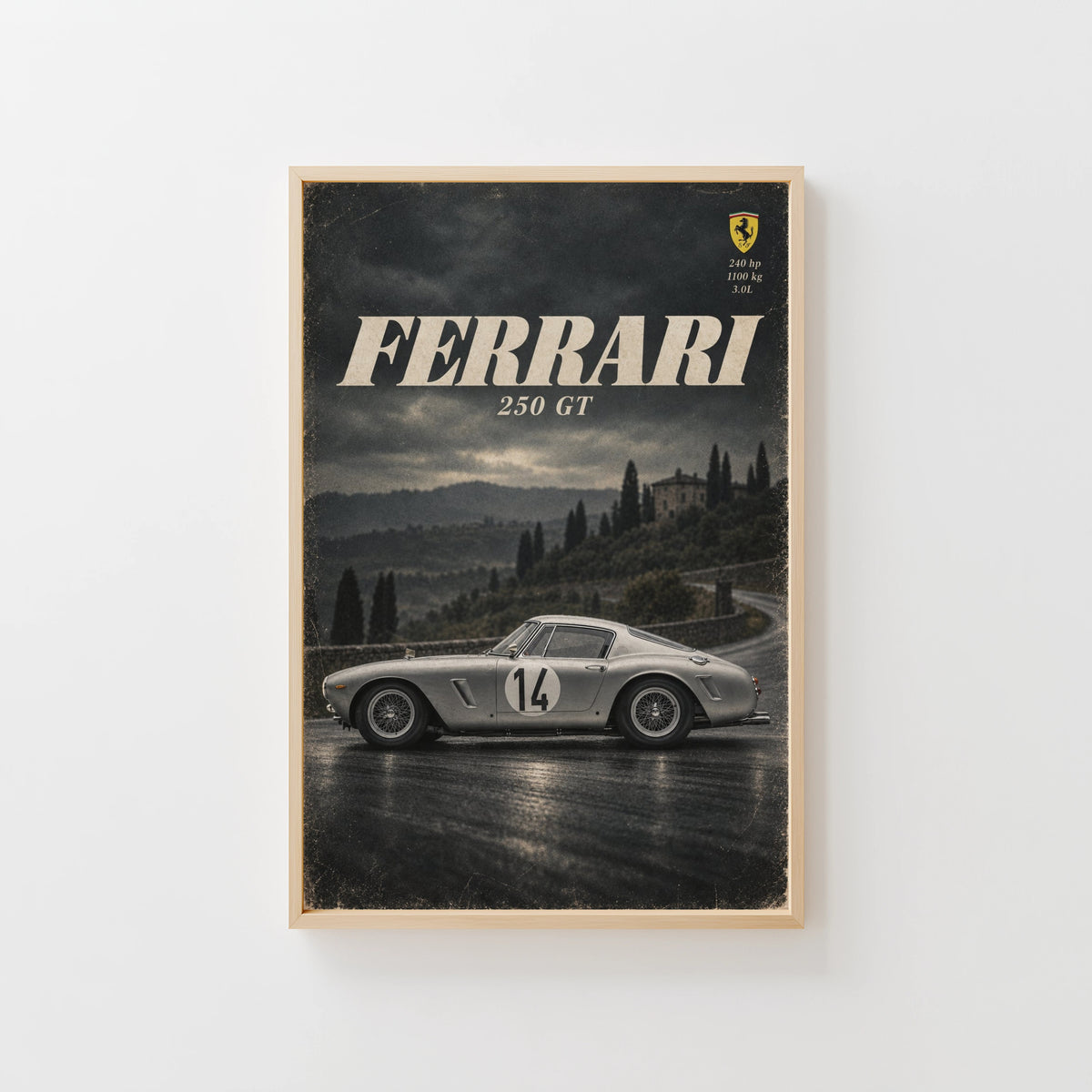 Vintage Ferrari 250 GT Print, Car Poster, Wall Art