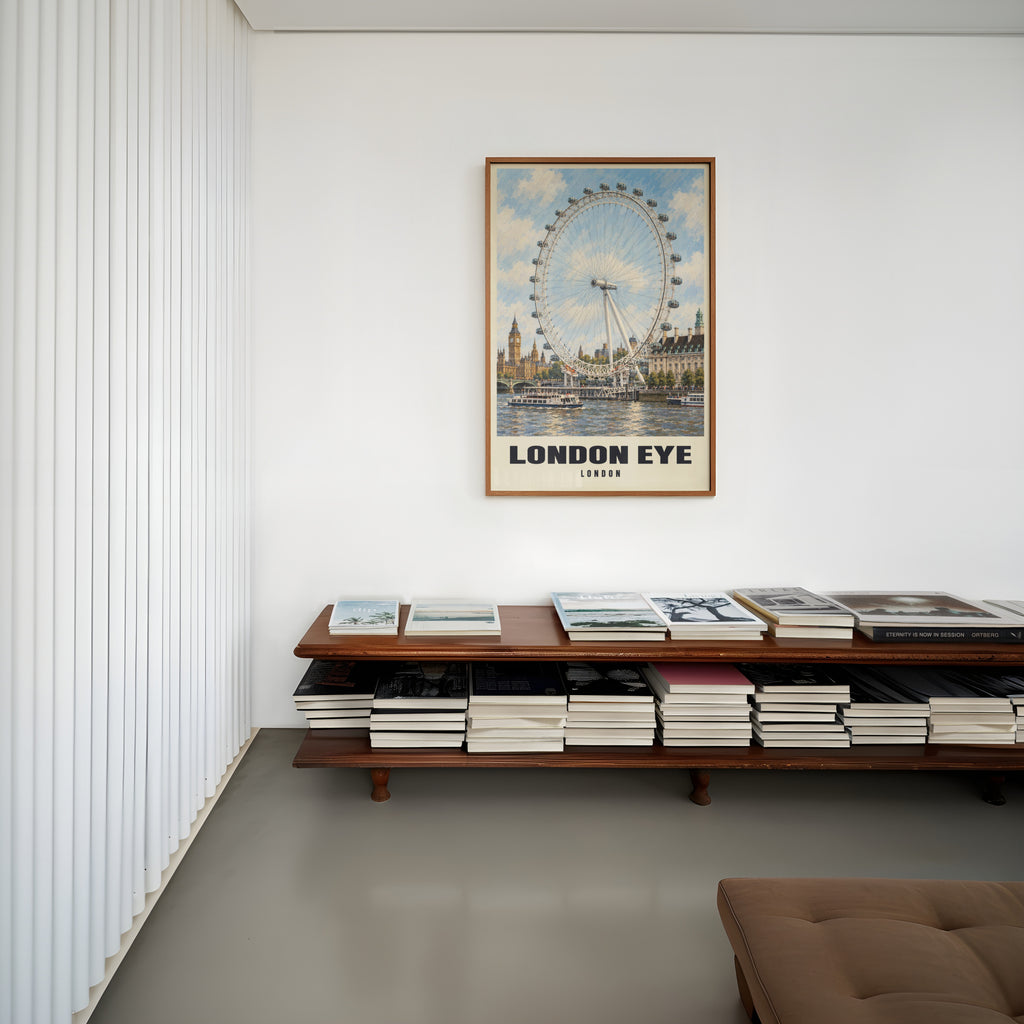 Vintage London Eye Poster, Thames Wall Art, England Print