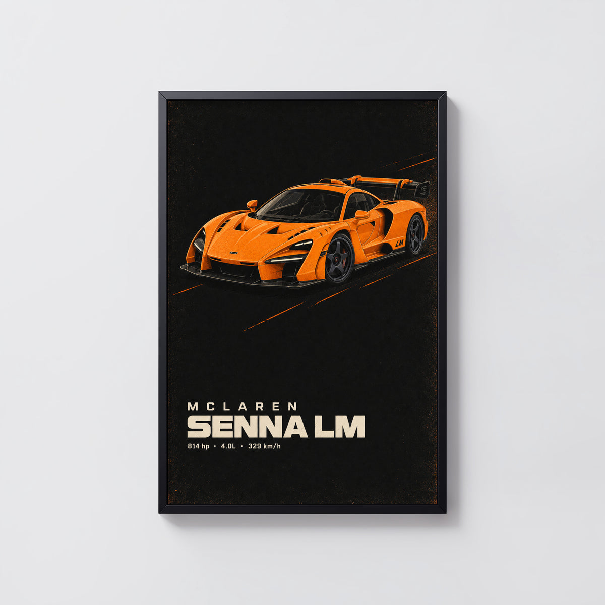 Vintage McLaren Senna LM Print, Supercar Wall Art