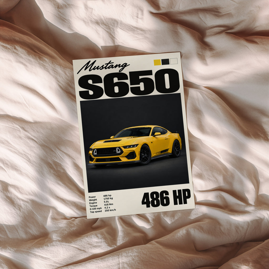 Vintage Mustang S650 Print, Car Wall Art