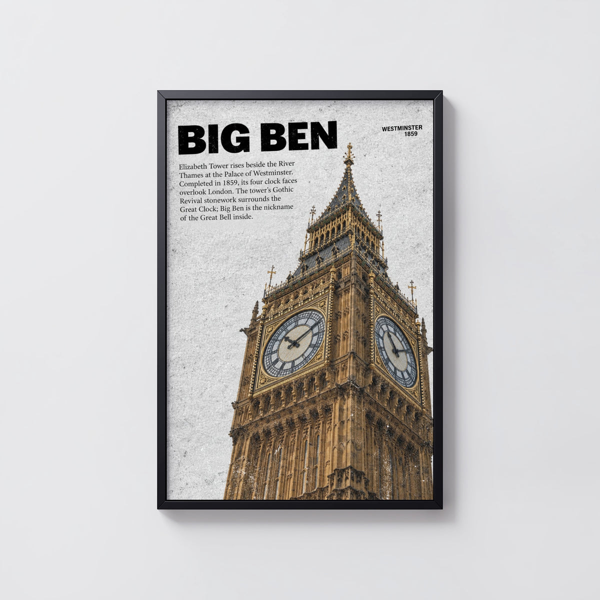 Vintage Big Ben London Poster, Westminster Wall Art Print