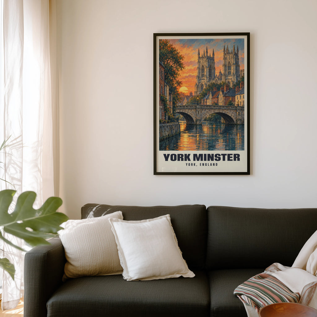 Vintage York Minster Poster, England Wall Art, Travel Print