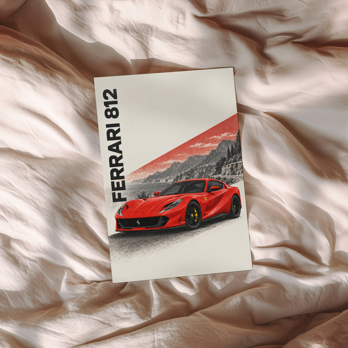 Vintage Ferrari 812 Print, Red Supercar Wall Art