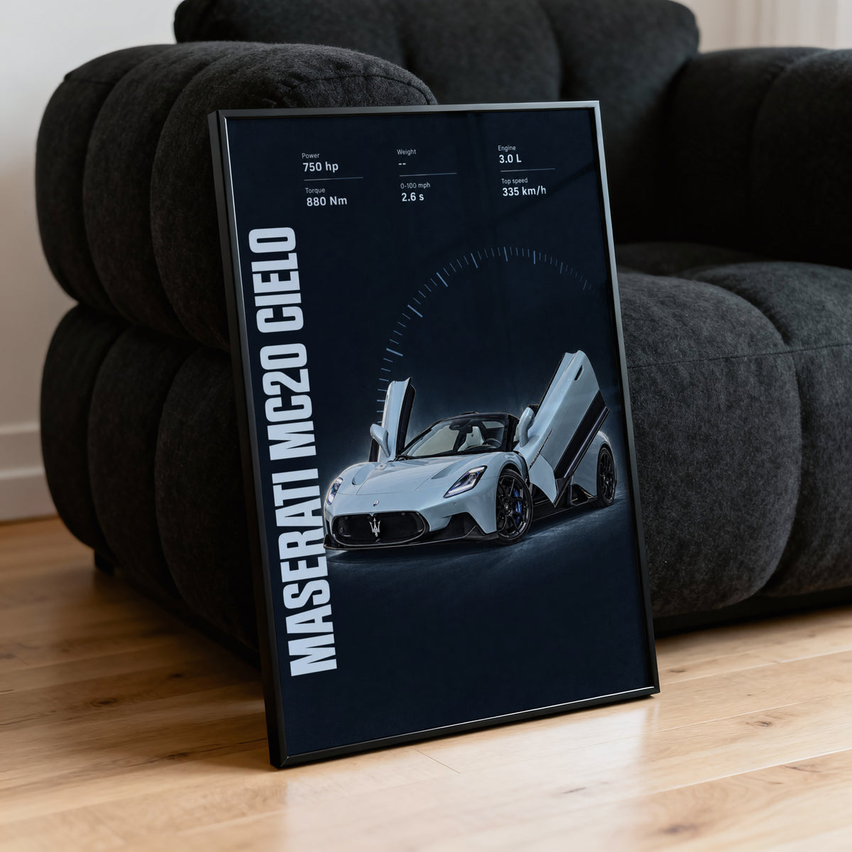 Vintage Maserati MC20 Cielo Print, Supercar Art
