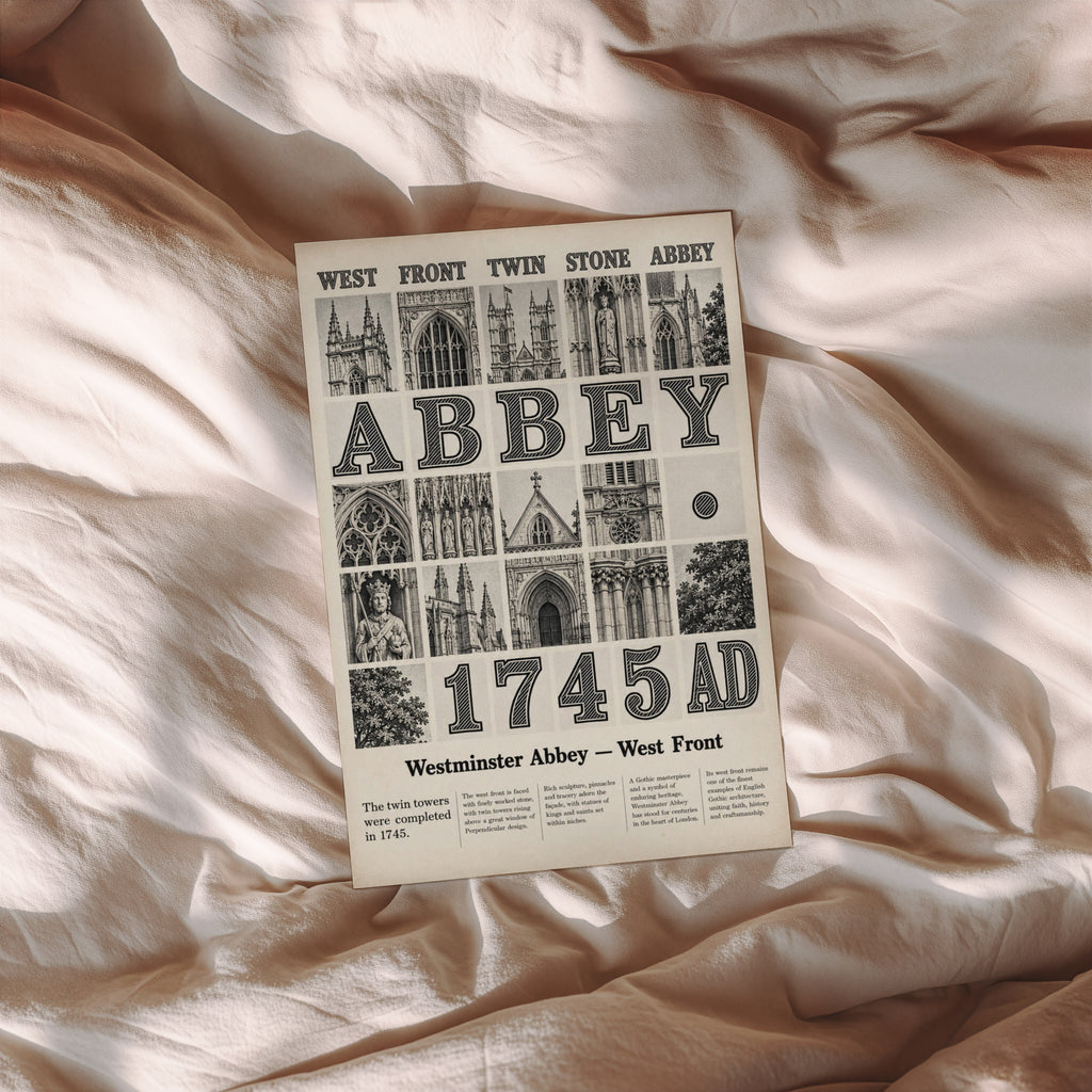 Vintage Westminster Abbey Poster, Gothic Print