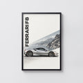 Vintage Ferrari F8 Print, Supercar Wall Art