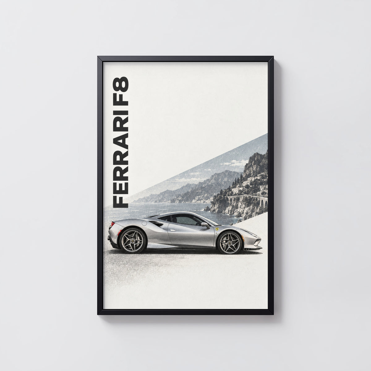 Vintage Ferrari F8 Print, Supercar Wall Art