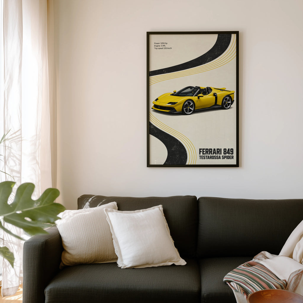 Vintage Ferrari Testarossa Spider Print, Car Art