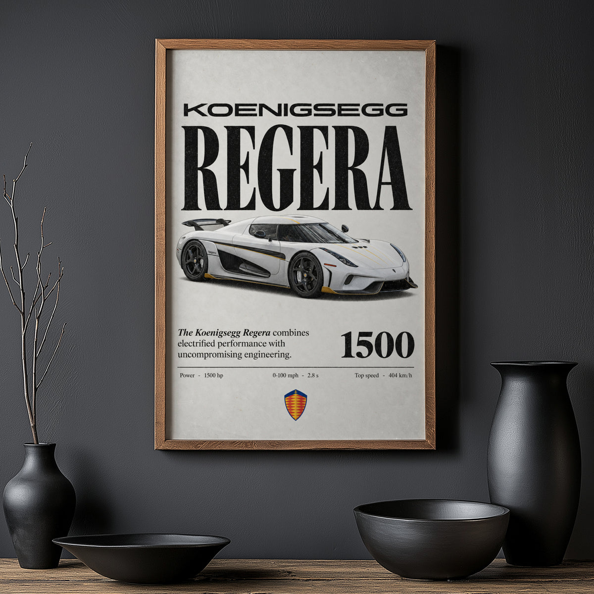 Vintage Koenigsegg Regera Print, Hypercar Art