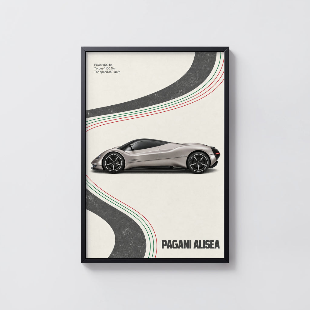 Vintage Pagani Alisea Print, Supercar Poster, Car Wall Art