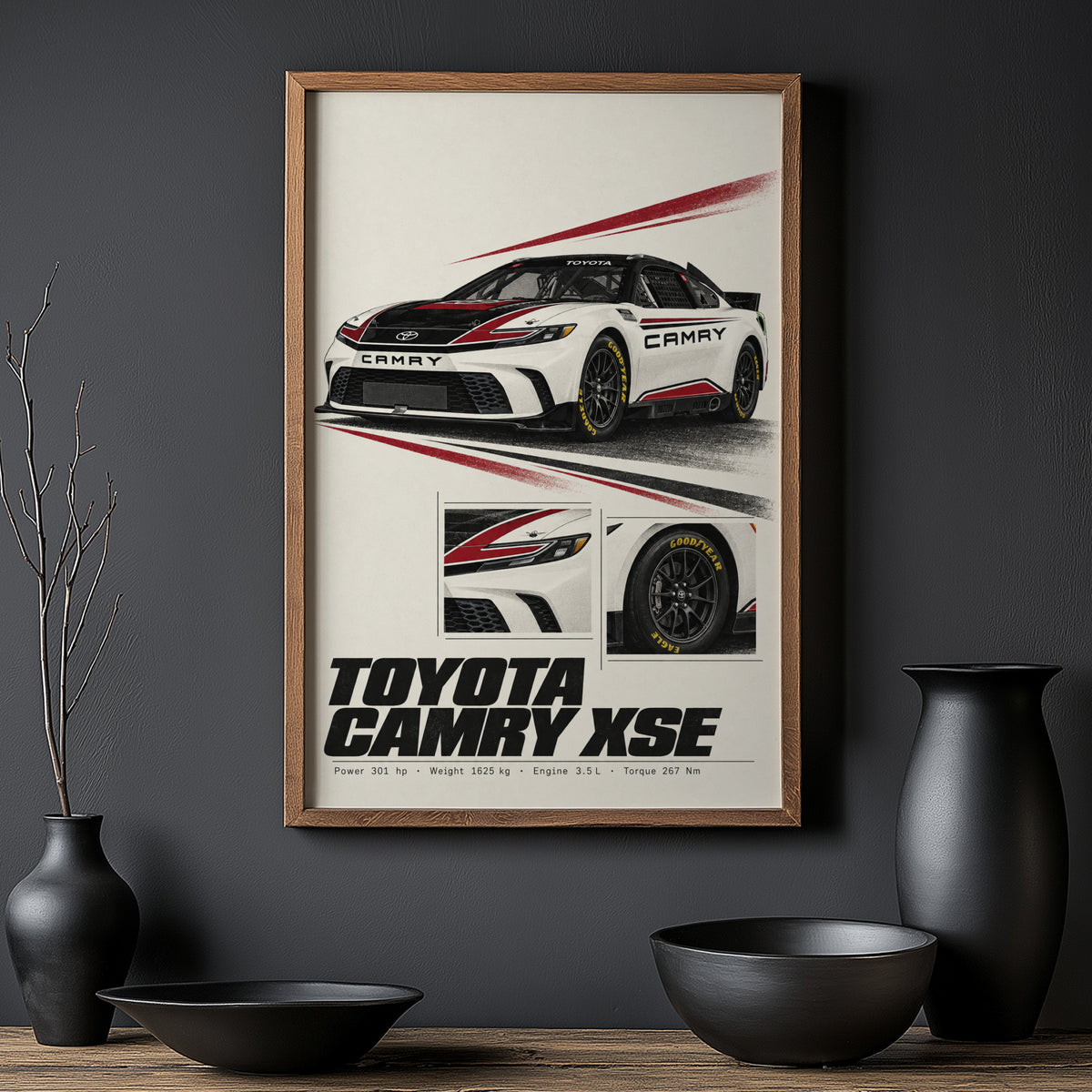 Vintage Toyota Camry Racing Car Print Wall Art