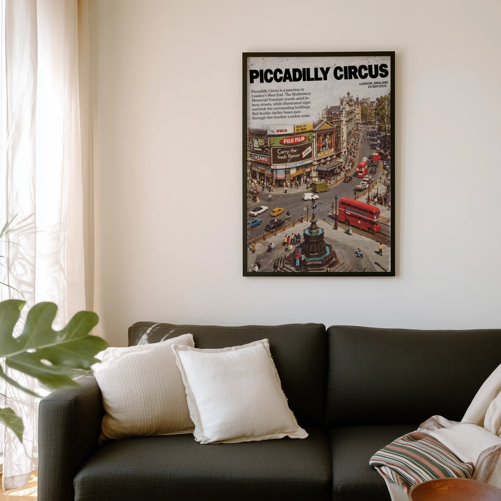 Vintage Piccadilly Circus London Poster, Retro Wall Art