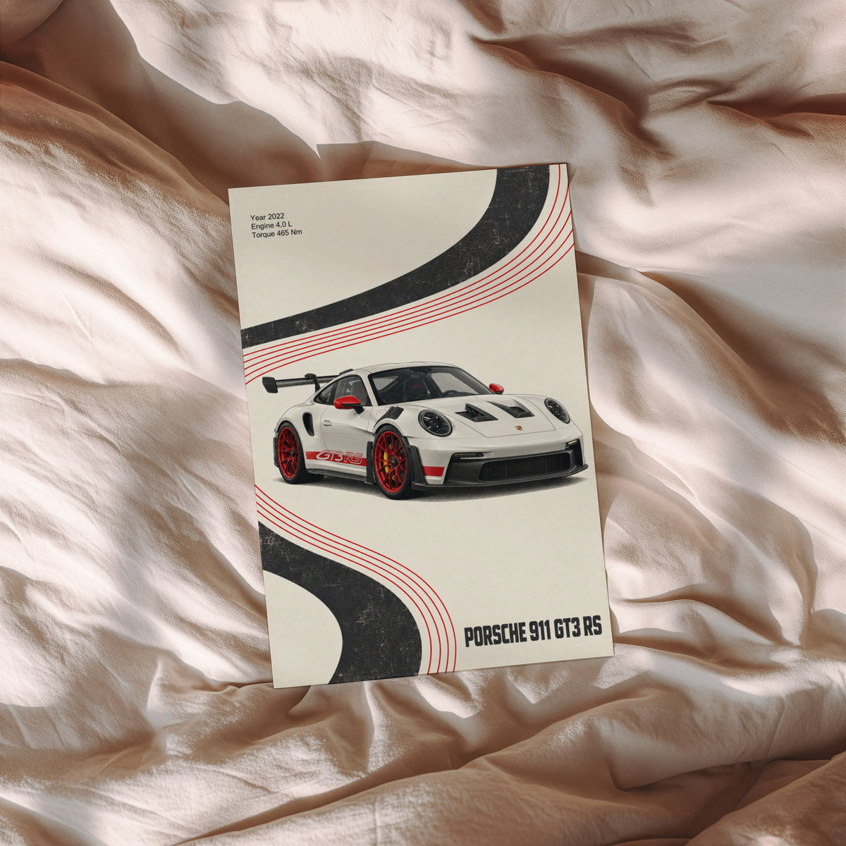 Vintage Porsche 911 GT3 RS Print, Car Poster