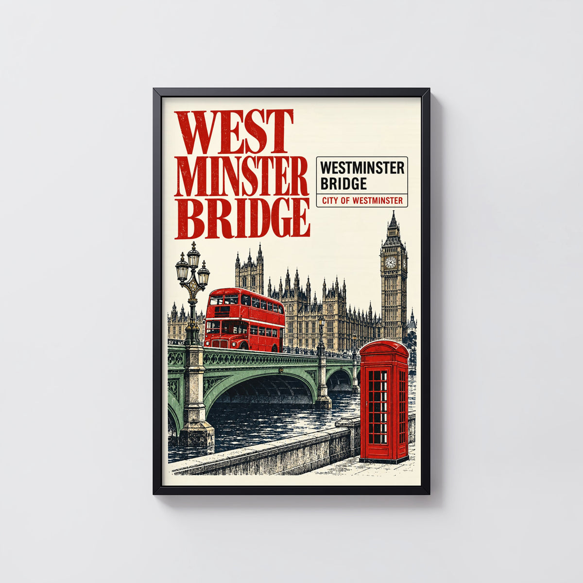 Vintage Westminster Bridge Poster, London Wall Art Print