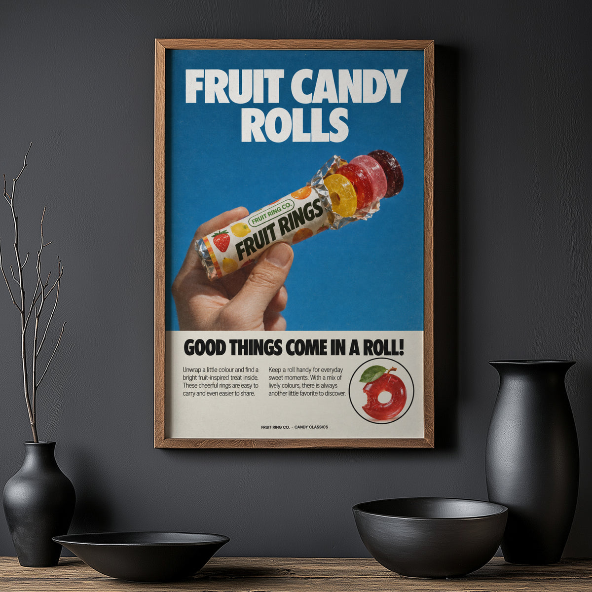 Vintage Fruit Candy Poster, Retro Kitchen Wall Art, Print