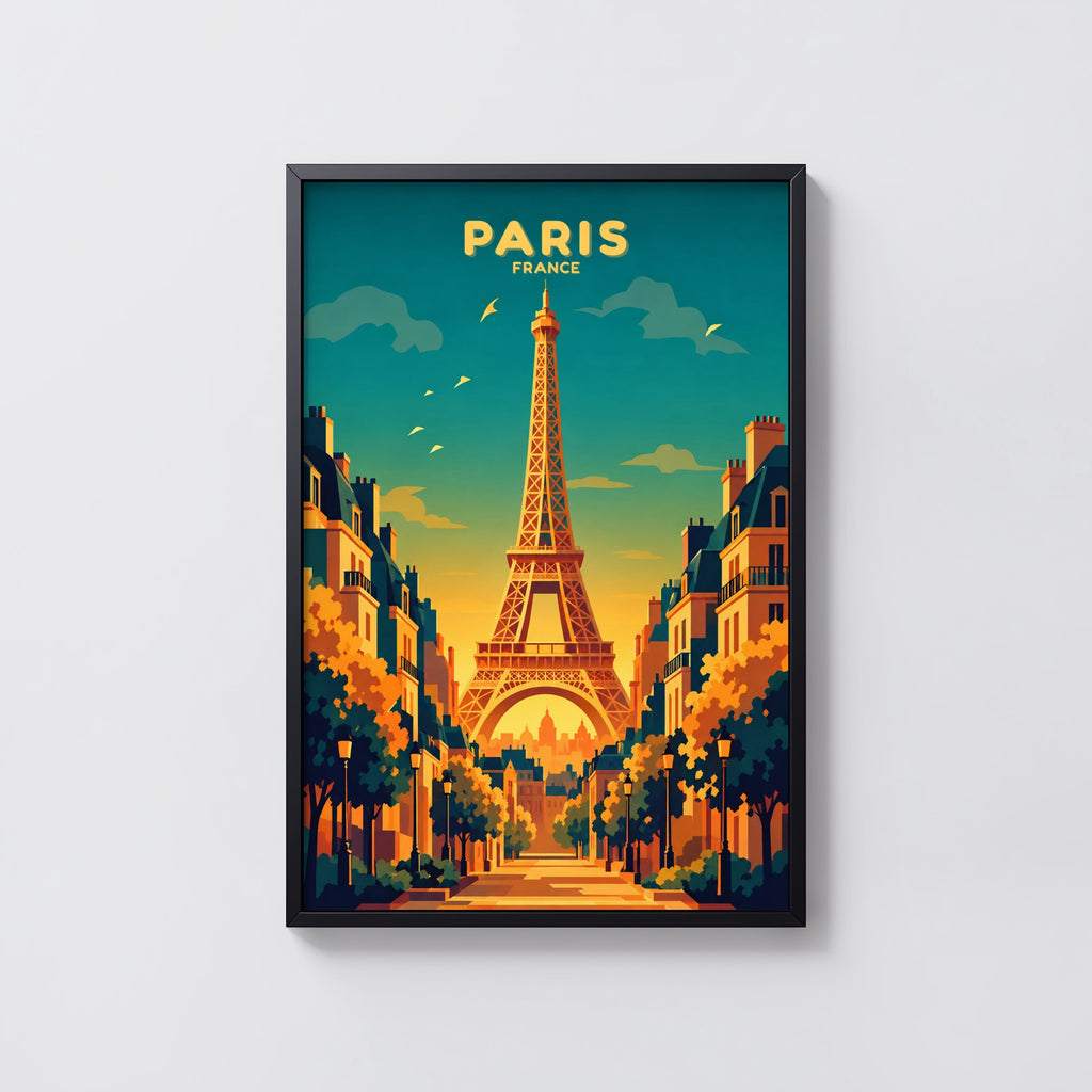 Vintage Paris Poster, Eiffel Tower Wall Art Print