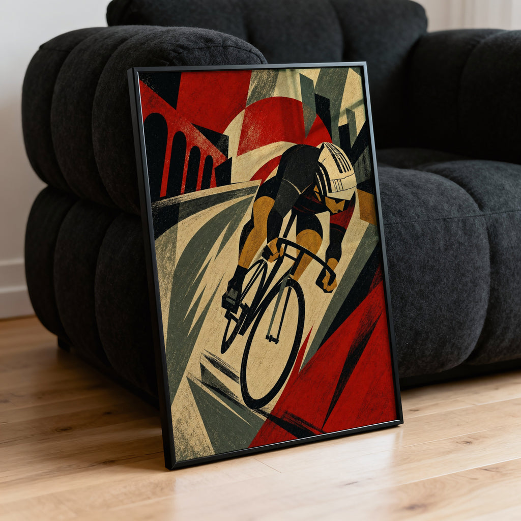 Vintage Cyclist Poster, Art Deco Wall Art, Cycling Print