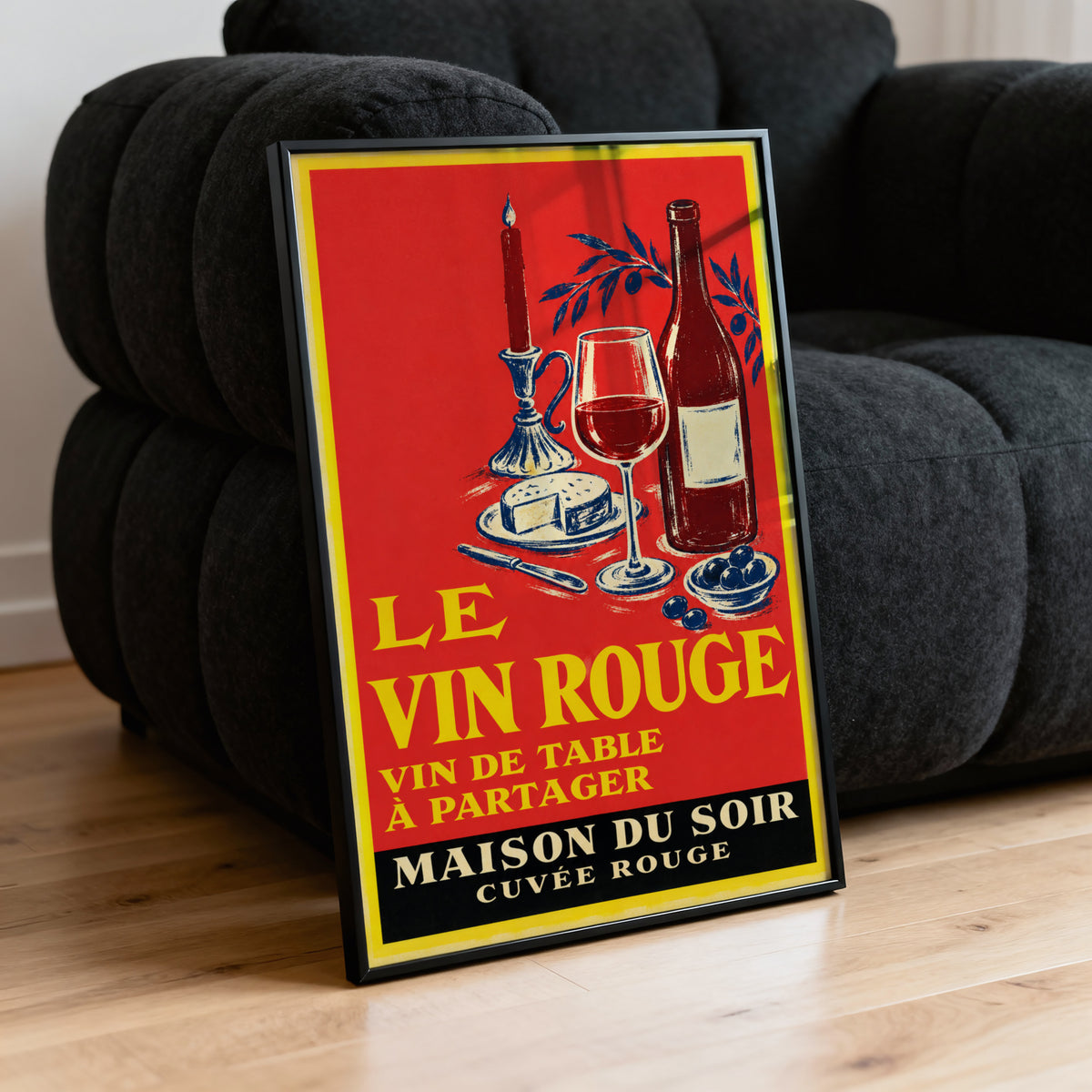 Vintage French Red Wine Print Poster, Kitchen Wall Art