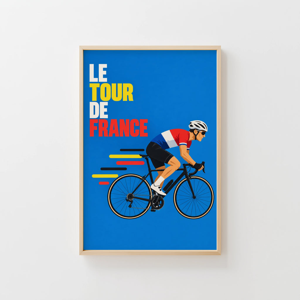 Vintage Cycling Poster, Tour de France Wall Art, Bike Print