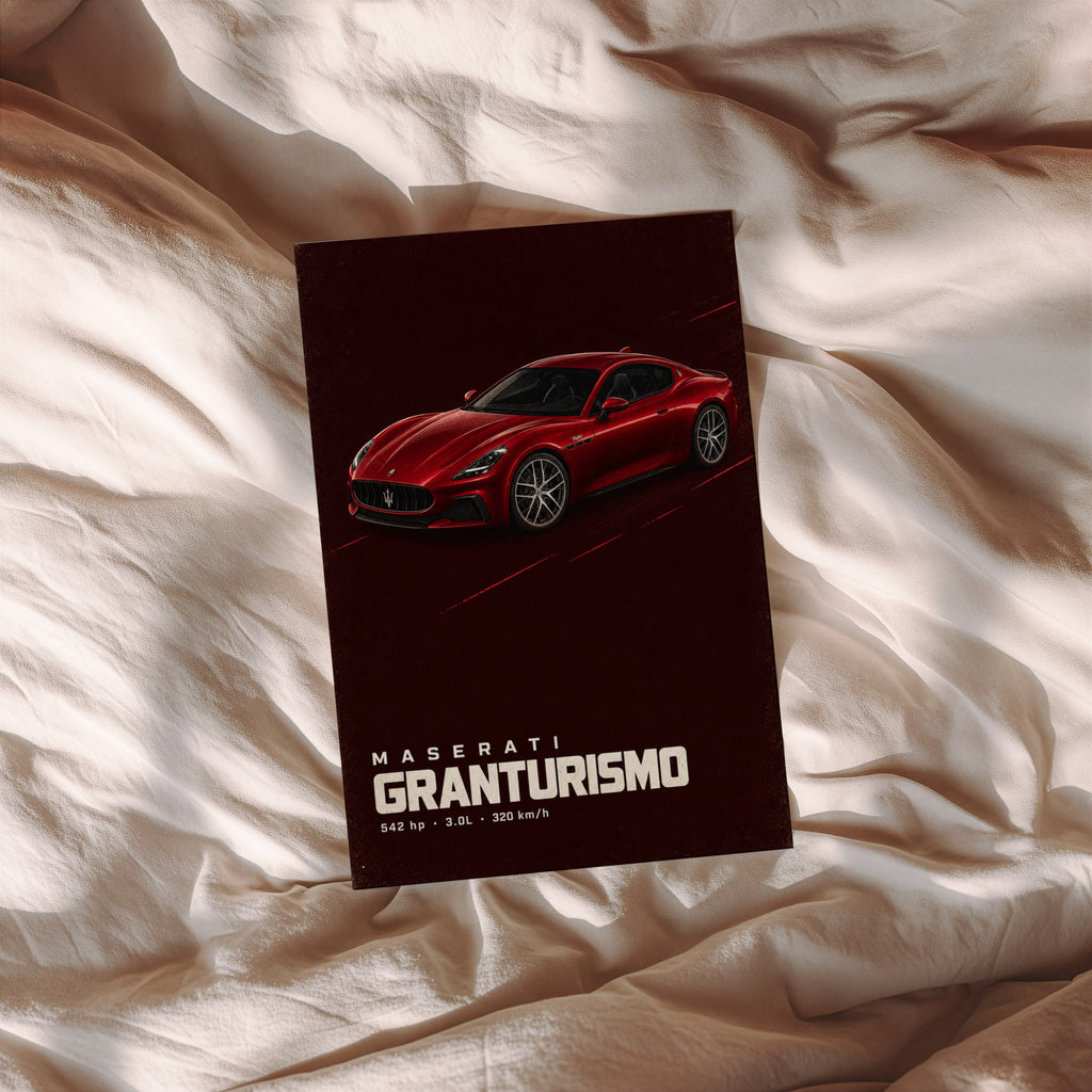 Vintage Maserati GranTurismo Print, Red Car Art