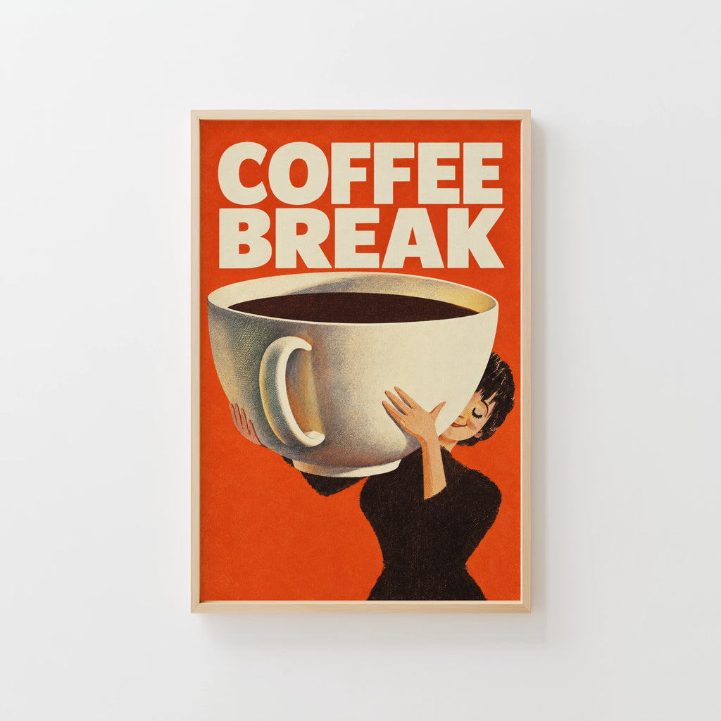 Vintage Coffee Break Print and Poster, Kitchen Wall Art