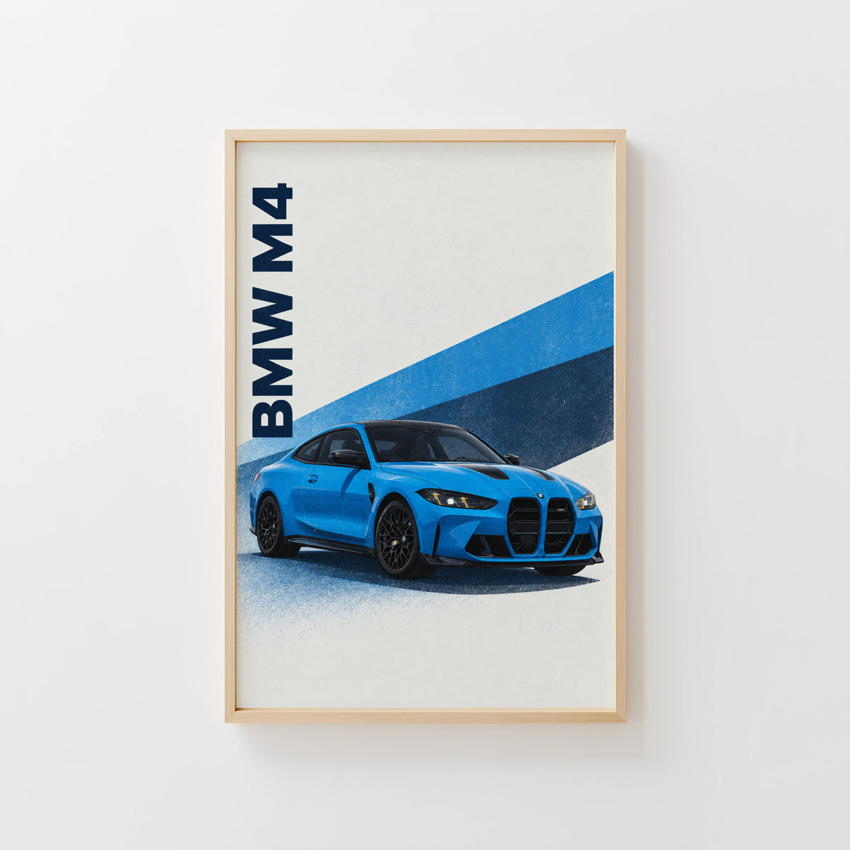 Vintage BMW M4 Print, Blue Car Wall Art