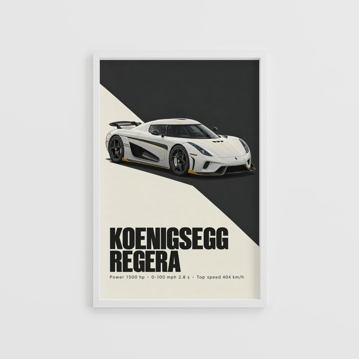 Vintage Koenigsegg Regera Print, Supercar Wall Art