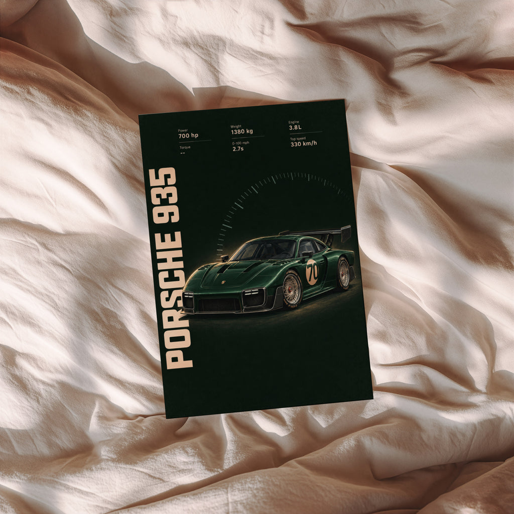 Vintage Porsche 935 Print, Racing Car Wall Art