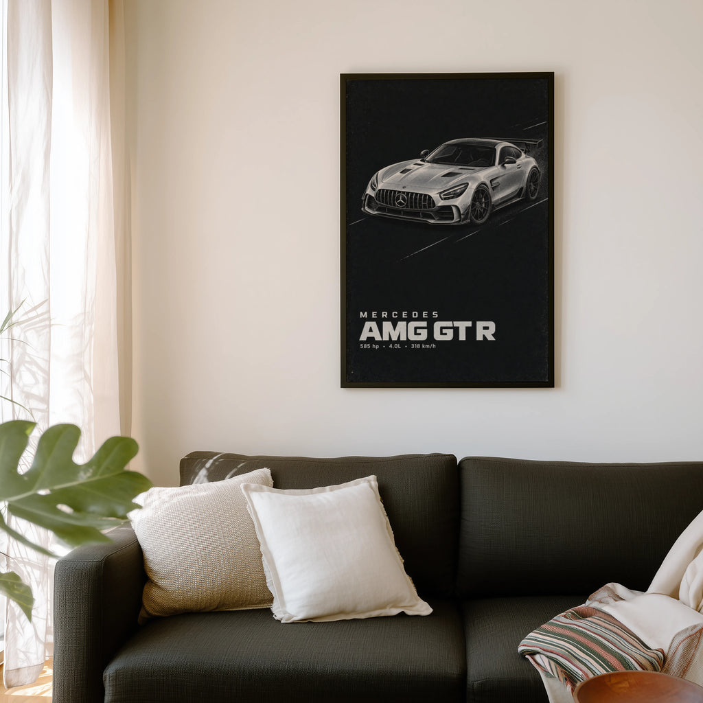 Vintage Mercedes AMG GT R Print, Car Wall Art