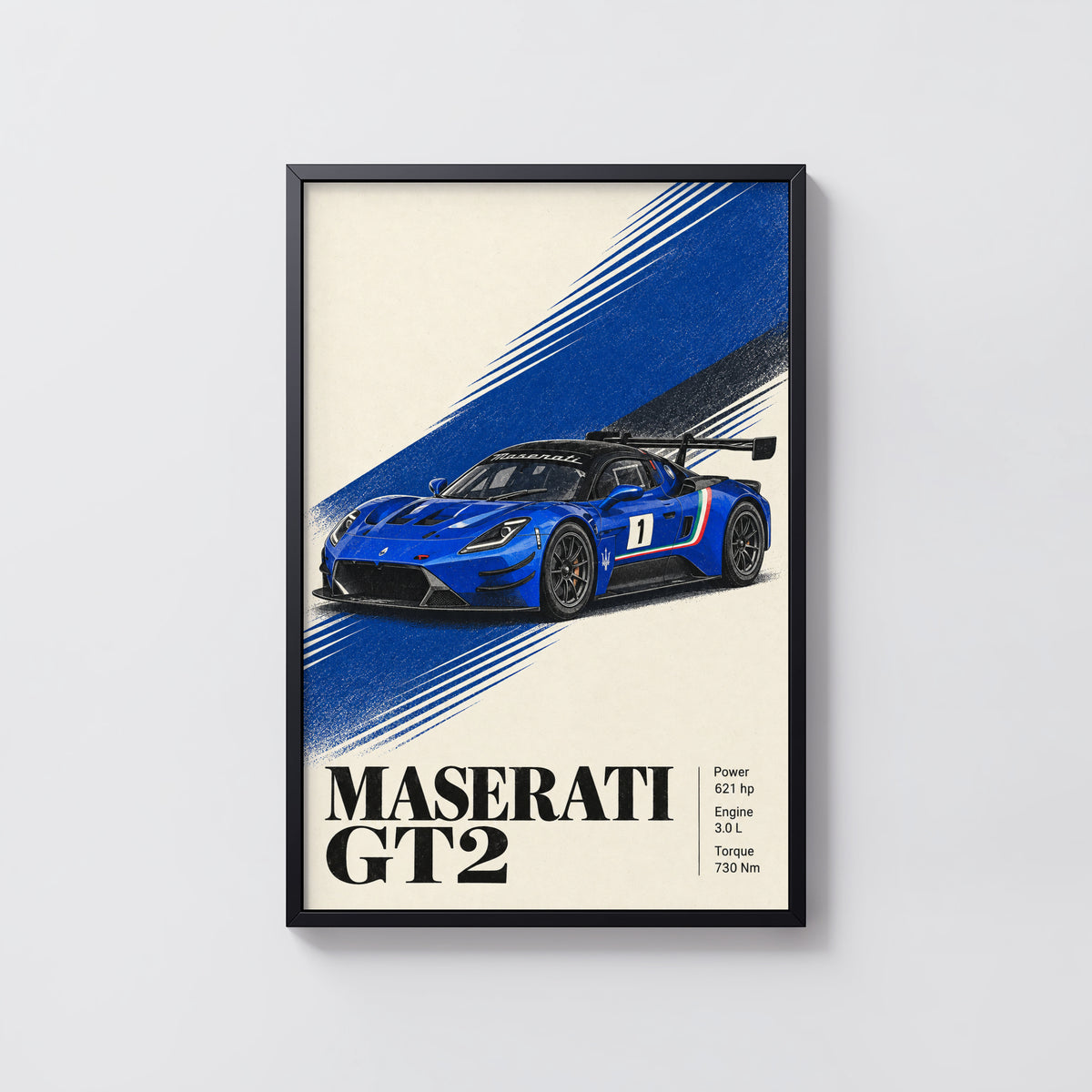 Vintage Maserati GT2 Print, Racing Car Wall Art