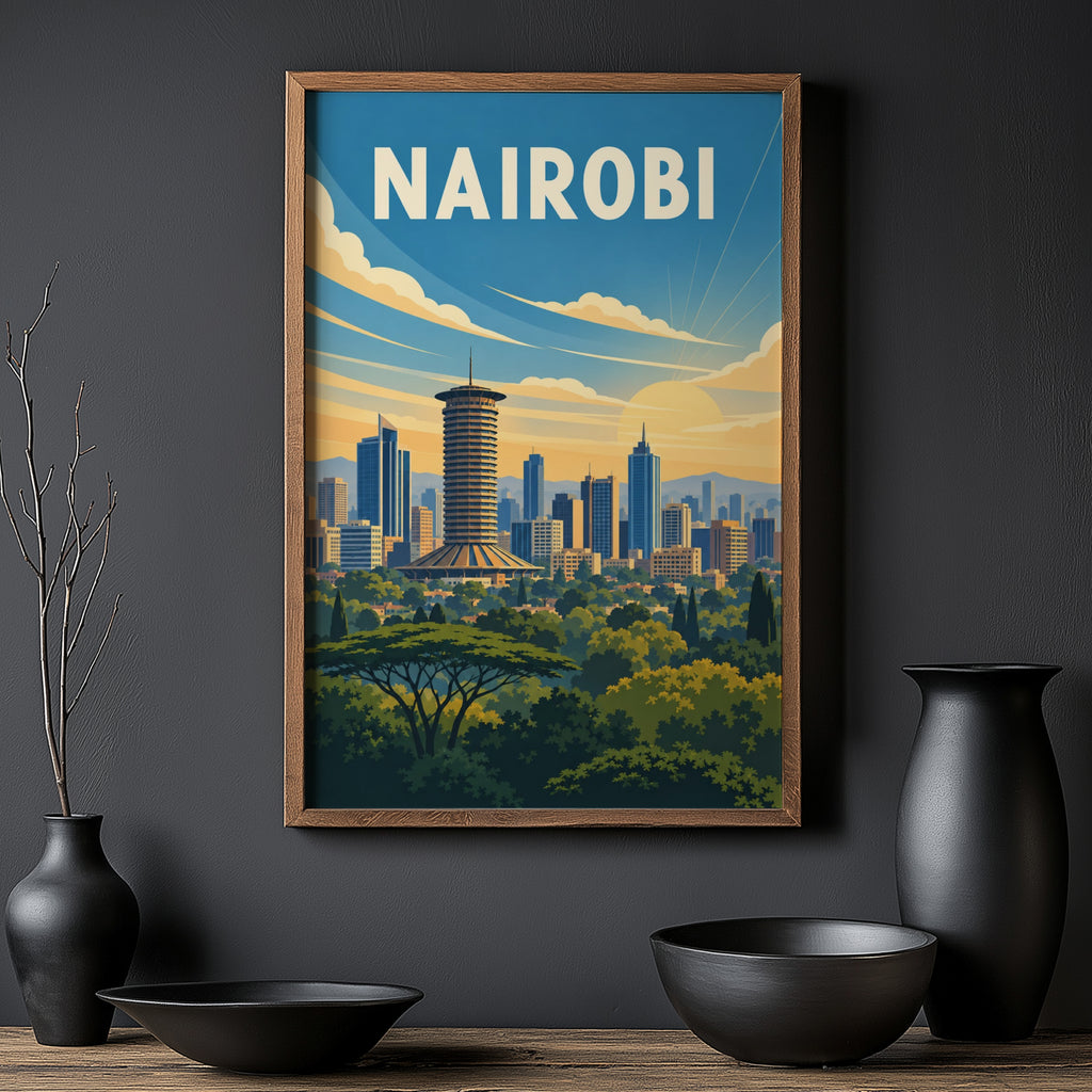 Vintage Nairobi Kenya Poster, Africa Wall Art, City Print