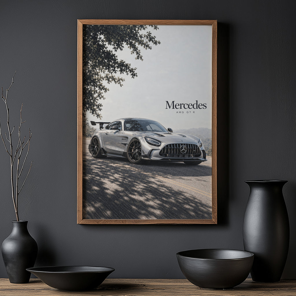 Vintage Mercedes AMG GT R Print, Car Wall Art