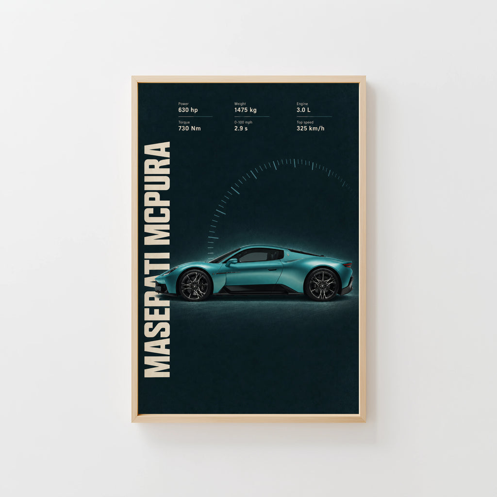 Vintage Maserati MCPura Print, Supercar Wall Art
