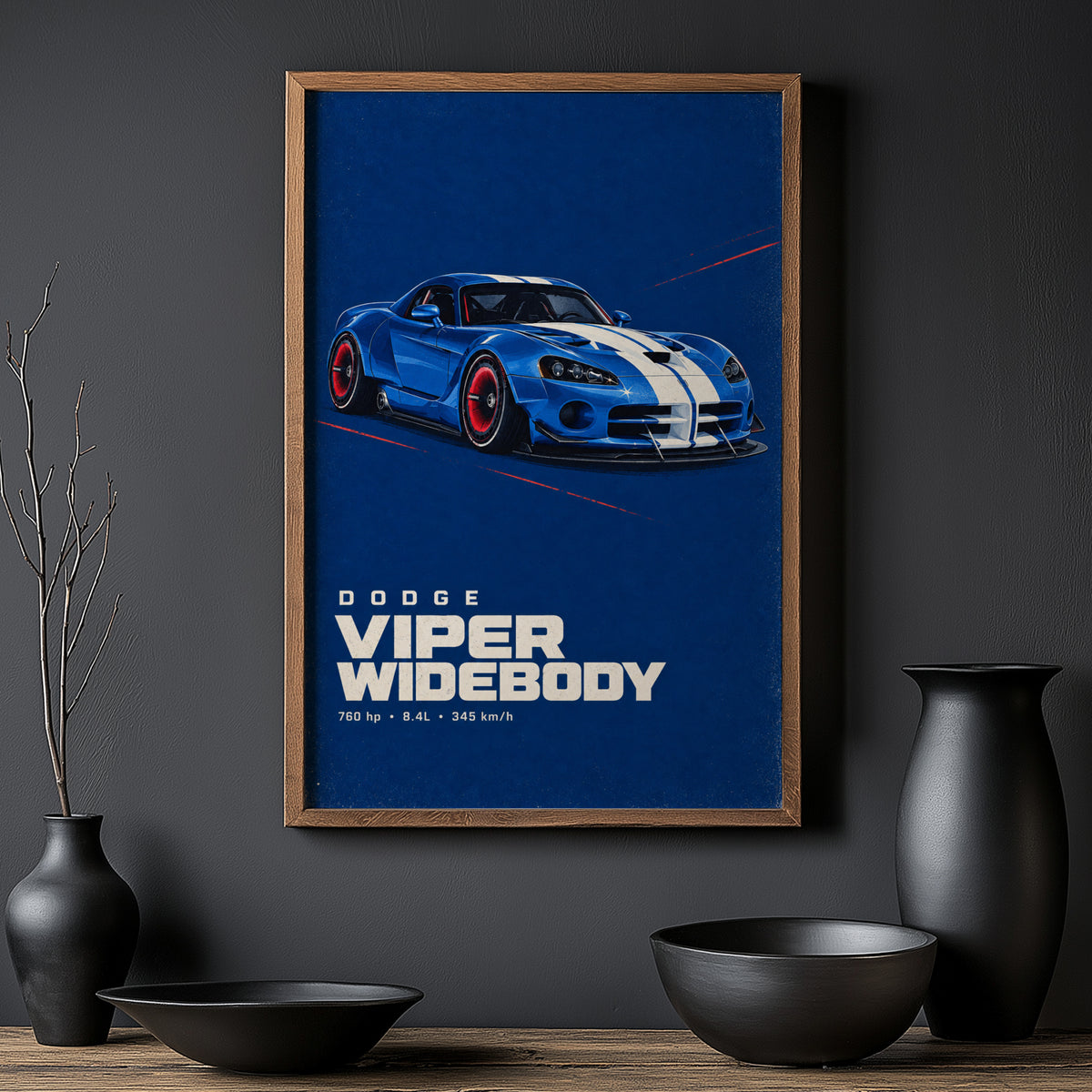 Vintage Dodge Viper Widebody Print, Car Wall Art