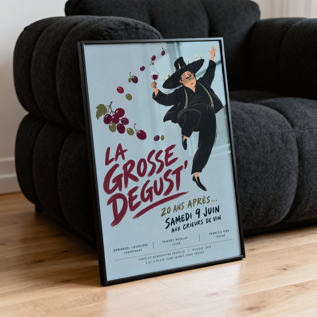 Vintage French Wine Tasting Print Poster, Grapes Art