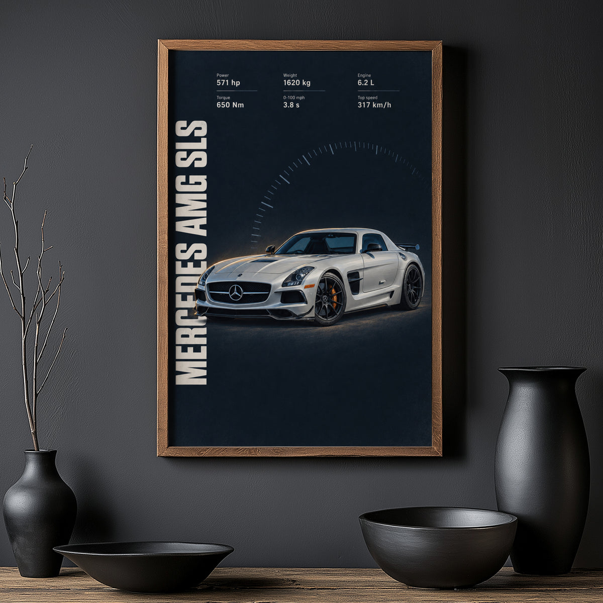 Vintage Mercedes AMG SLS Print, Car Wall Art