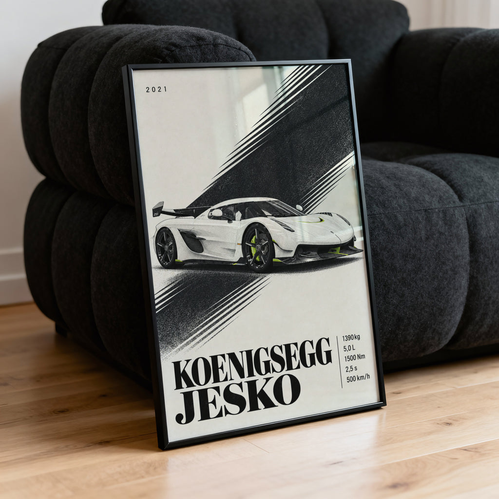 Vintage Koenigsegg Jesko Print, Supercar Wall Art