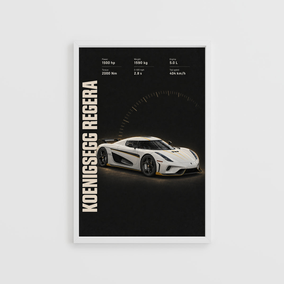 Vintage Koenigsegg Regera Print, Supercar Wall Art