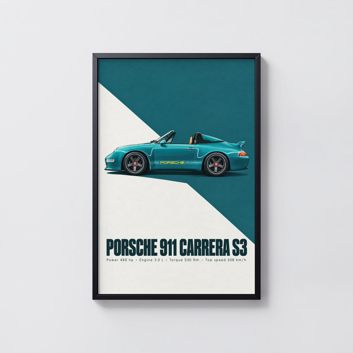 Vintage Porsche 911 Carrera S3 Print, Car Wall Art