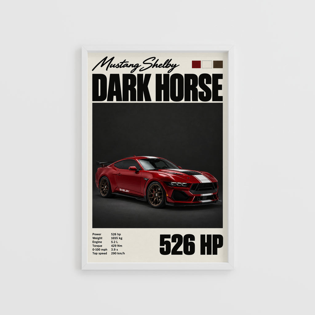 Vintage Print, Mustang Shelby Dark Horse Car Art